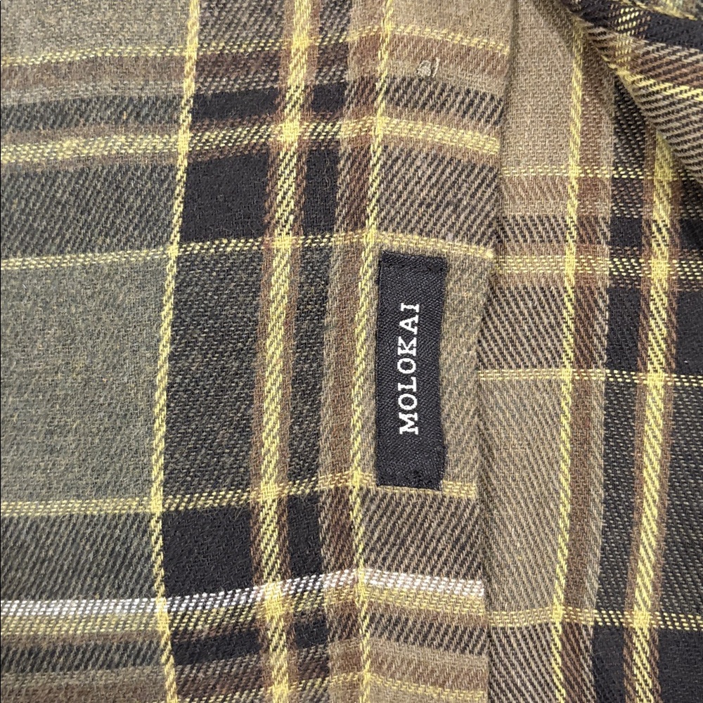 NWT MoLokai Surf Men's Olive and Black Plaid Shirt sz Md - Picture 2 of 3